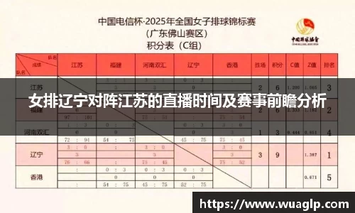 女排辽宁对阵江苏的直播时间及赛事前瞻分析